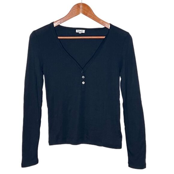 Splendid V-Neck Long Sleeve Button Henley - Picture 2 of 6